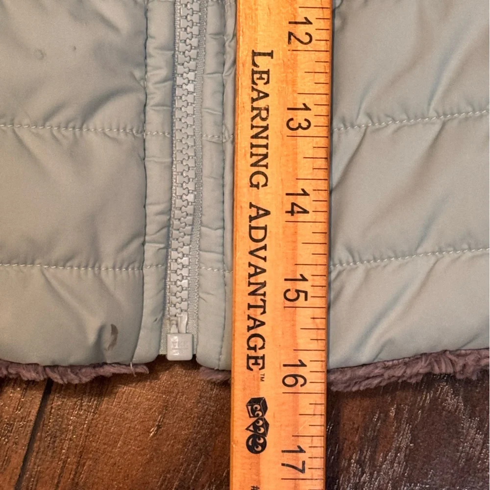 The North Face Reversible Fleece Puffer Jacket Girls Small 7 8 Blue‎ Gray